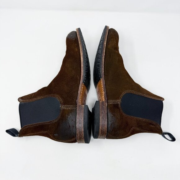 Frye Brown Suede Chelsea Boots Men's US Size 9.5 EUC Pull On Made in USA - Picture 5 of 9